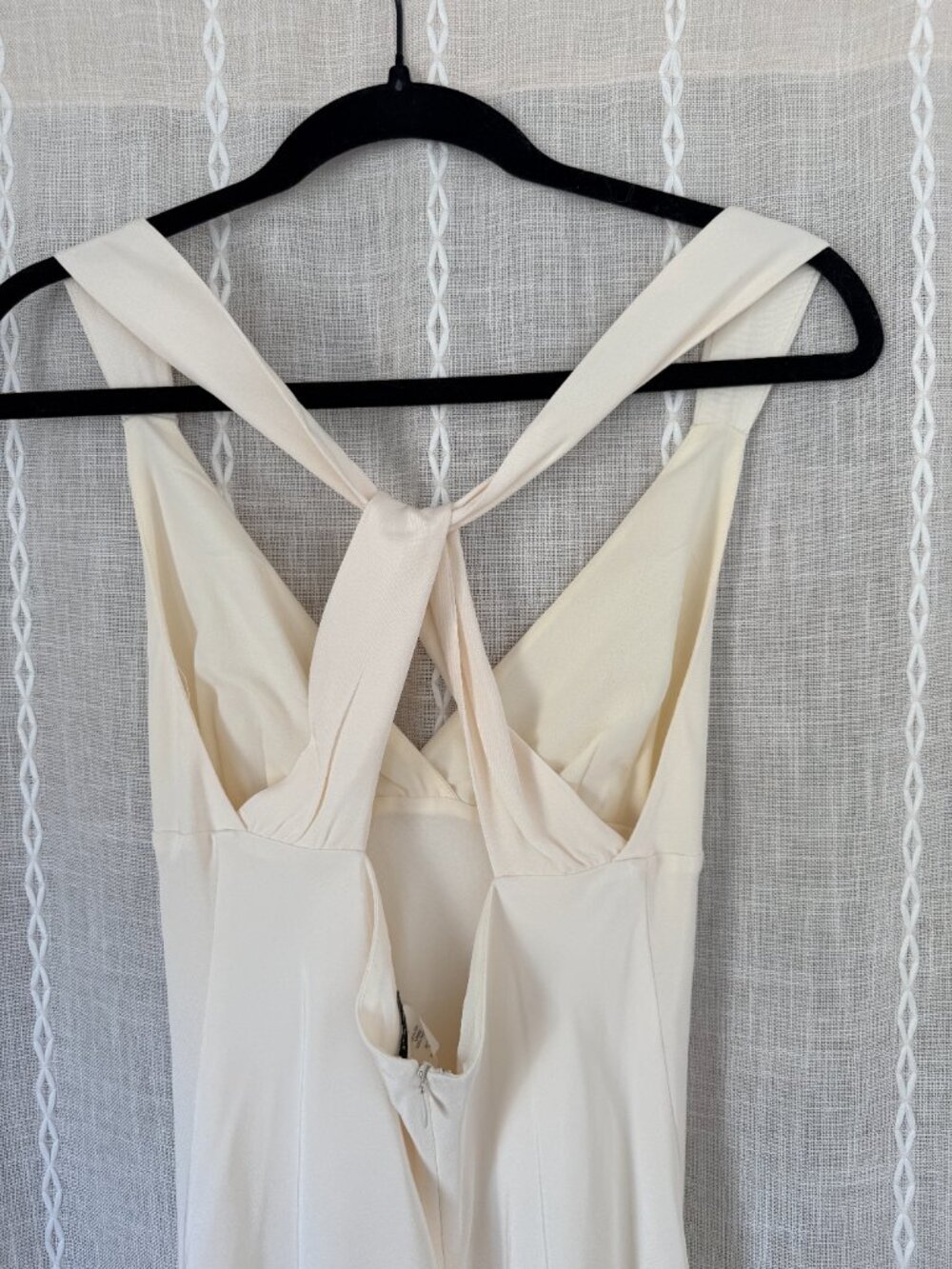 J. Crew Ivory V-Neck 100% Silk Dress w/ Cross Loop Back for Wedding or Occasion - Picture 8 of 13